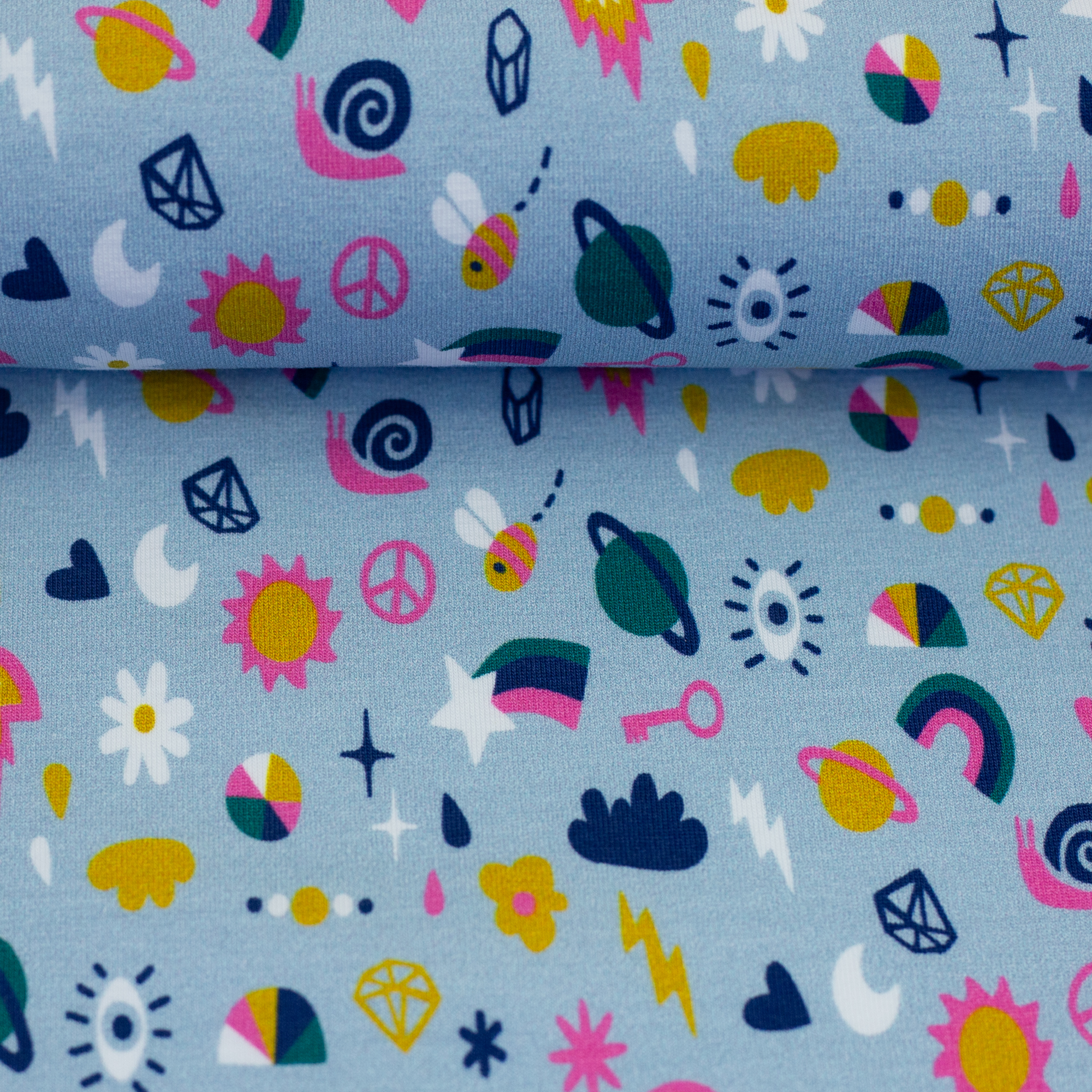 Stoff LITTLE THINGS hellblau - Swafing Baumwolljersey